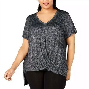 CALVIN Klein Performance V-Neck Draped Top Tee shirt